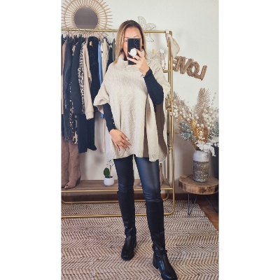 PONCHO LILA BEIGE