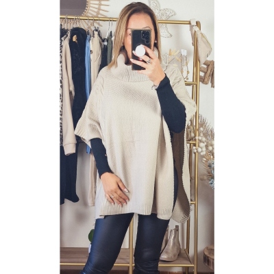 PONCHO LILA BEIGE